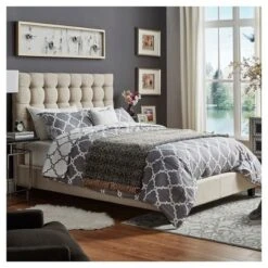 King Ascott Hill Button Tufted Bed Oatmeal - Inspire Q -Inspire Q GUEST 5d21daab 70c7 4f36 9dc8 9f7bee8c5e3e