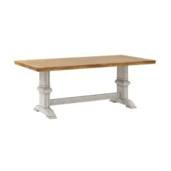 Delaney Two Toned Rectangular Solid Wood Top Dining Table - Inspire Q -Inspire Q GUEST 60e3495a 82a0 489a 96e9 559626d045db