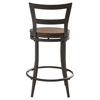 Set Of 2 24" Saroyan Swivel Metal & Wood Counter Height Barstool Graphite - Inspire Q 6 Set Of 2 24" Saroyan Swivel Metal & Wood Counter Height Barstool Graphite - Inspire Q - Image 4