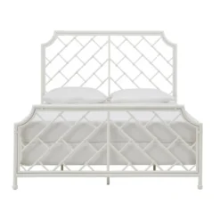 Queen Brinley Geometric Mosaic Metal Bed White - Inspire Q -Inspire Q GUEST 64981baf 9b18 4174 bc47 323c76f23e18