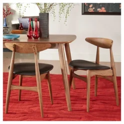 Set Of 2 Cortland Danish Modern Walnut Dining Chair - Inspire Q -Inspire Q GUEST 652f1473 9cba 4c14 b6c1 8fc551b67c5d