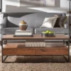 Felicia Rustic Industrial Metal/Wood Coffee Table Brown - Inspire Q -Inspire Q GUEST 66f664f7 0944 477c 93f2 5d76ae5dc572