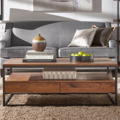 Felicia Rustic Industrial Metal/Wood Coffee Table Brown - Inspire Q 3 Felicia Rustic Industrial Metal/Wood Coffee Table Brown - Inspire Q