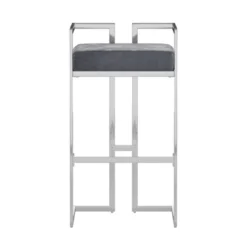 2pk 29" Everal Velvet Upholstered Chrome Metal Counter Height Barstools Blue Steel - Inspire Q -Inspire Q GUEST 686573a4 4f80 413d 98ad fcf90f256c38