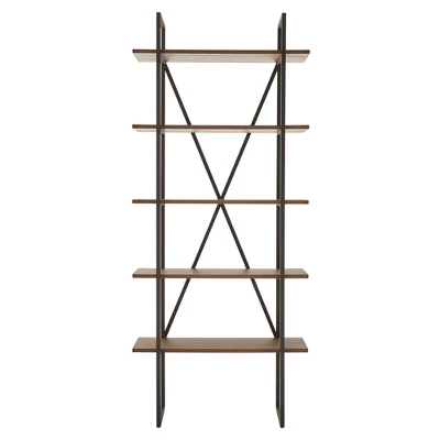 Nathyn 5 Shelf X Back Metal Post Bookshelf - Inspire Q 4 Nathyn 5 Shelf X Back Metal Post Bookshelf - Inspire Q - Image 2