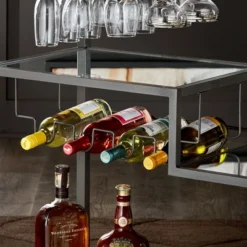 Estelle Step Tier Metal And Glass Bar Cart - Inspire Q -Inspire Q GUEST 6a64d623 1b4f 4995 8f9d b764eaf9f09b