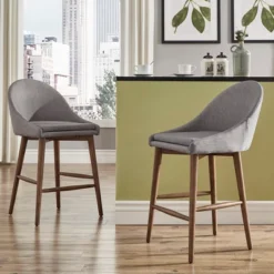 Set Of 2 24" Conrad Walnut Modern Counter Height Barstools - Inspire Q -Inspire Q GUEST 6c3da74e 3216 4afc a918 0a439d754b92