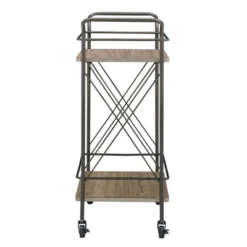 Keene Bronze Finish And Wood Double Cross Bar Cart Bronze/Walnut - Inspire Q -Inspire Q GUEST 6d00a3a4 00a3 47e3 80f4 5067939f9afd