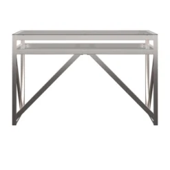 Severin Glass Top Brushed Nickel Sofa And Table Silver - Inspire Q -Inspire Q GUEST 7845e7ec 624c 4c41 ad51 a6b9988a8e96