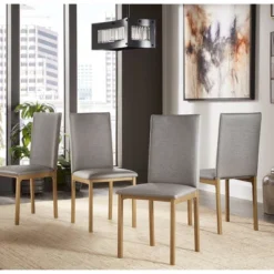 Set Of 4 Devoe Metal Upholstered Dining Chairs - Inspire Q