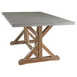 Camilla Farmhouse Concrete Topped Trestle Dining Table Vintage Pine - Inspire Q -Inspire Q GUEST 79abbacb 09b7 44d3 ac91 44ab6f30be08