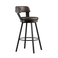 2pk 29" Meilan Faux Leather Metal Swivel Counter Height Barstools - Inspire Q -Inspire Q GUEST 7a7fd83c 1089 486c 80a3 0f13f9590c4c