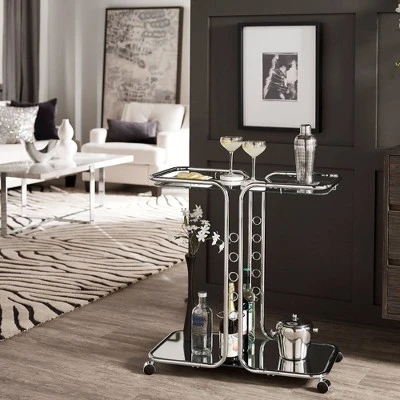 Ripley Chrome Finish Bar Cart Silver - Inspire Q 3 Ripley Chrome Finish Bar Cart Silver - Inspire Q