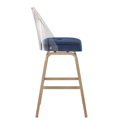 Set Of 2 29" Svana Champagne Gold Finish Velvet Barstools Navy - Inspire Q 6 Set Of 2 29" Svana Champagne Gold Finish Velvet Barstools Navy - Inspire Q - Image 4