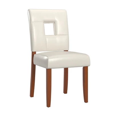 Set Of 2 Troy Keyhole Dining Chair Wood White - Inspire Q: Rubberwood Frame, Faux Leather, Spot Clean 4 Set Of 2 Troy Keyhole Dining Chair Wood White - Inspire Q: Rubberwood Frame, Faux Leather, Spot Clean - Image 2