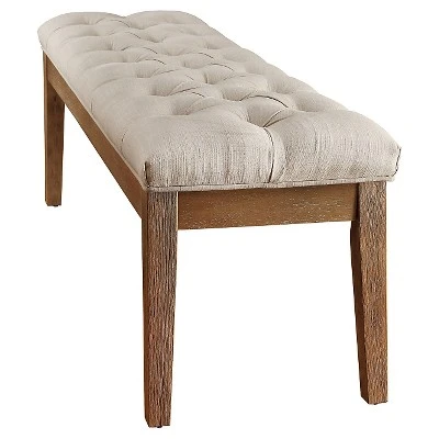 Beechhurst Button Tufted Bench Wood - Inspire Q 2 Beechhurst Button Tufted Bench Wood - Inspire Q