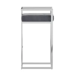 2pk 29" Everal Velvet Upholstered Chrome Metal Counter Height Barstools Blue Steel - Inspire Q -Inspire Q GUEST 828cb47a 5f60 48c7 95f8 5b185782efe2