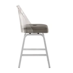 Set Of 2 24" Svana Chrome Finish Velvet Swivel Counter Height Barstools Gray - Inspire Q -Inspire Q GUEST 8627bb98 50c1 4fa4 b303 ae0c0bfeb31d