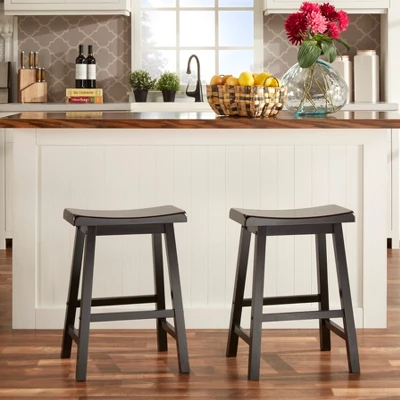 Set Of 2 24" Watkins Saddle Seat Backless Counter Height Barstools - Inspire Q 4 Set Of 2 24" Watkins Saddle Seat Backless Counter Height Barstools - Inspire Q - Image 2