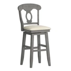 29" South Hill Napoleon Back Wood Swivel Height Barstool - Inspire Q -Inspire Q GUEST 8a0278d8 bcfc 4671 a735 7d1eeadb2558
