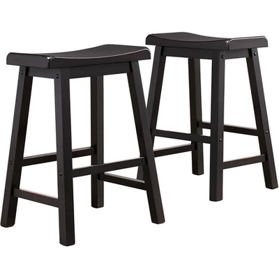 Set Of 2 24" Watkins Saddle Seat Backless Counter Height Barstools - Inspire Q 8 Set Of 2 24" Watkins Saddle Seat Backless Counter Height Barstools - Inspire Q - Image 6