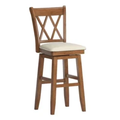 29" South Hill Double X Back Wood Swivel Height Barstool - Inspire Q -Inspire Q GUEST 8e995074 3102 4fe2 9a5b 5a73fbdd1a49