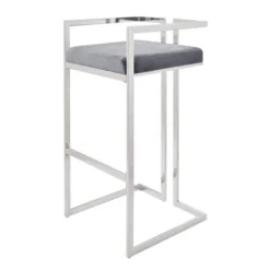 2pk 29" Everal Velvet Upholstered Chrome Metal Counter Height Barstools Blue Steel - Inspire Q -Inspire Q GUEST 8f9a5965 99b4 4392 a303 56f425ccabf4