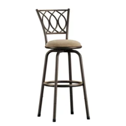 Set Of 3 Camilla Adjustable Swivel Barstool Scroll Back Peat Brown - Inspire Q