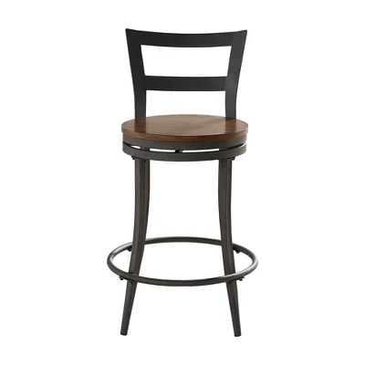 Set Of 2 24" Saroyan Swivel Metal & Wood Counter Height Barstool Graphite - Inspire Q 12 Set Of 2 24" Saroyan Swivel Metal & Wood Counter Height Barstool Graphite - Inspire Q - Image 10