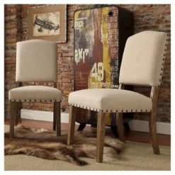 Set Of 2 Cobble Hill Nailhead Accent Dining Chair Wood - Inspire Q -Inspire Q GUEST a0bda6d4 d4d1 46ca b6d3 d2e6fd8e8fbe