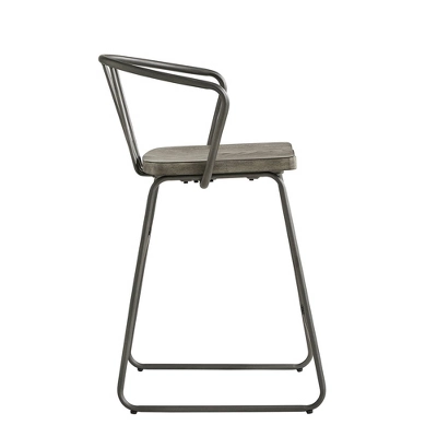 Set Of 2 24" Nowell Iron Finish Counter Height Barstools Gray - Inspire Q 5 Set Of 2 24" Nowell Iron Finish Counter Height Barstools Gray - Inspire Q - Image 3