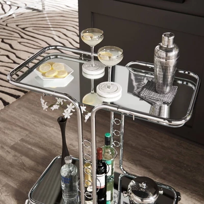 Ripley Chrome Finish Bar Cart Silver - Inspire Q 4 Ripley Chrome Finish Bar Cart Silver - Inspire Q - Image 2