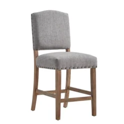 Set Of 2 24" Iverson Nailhead Trim Linen Counter Height Barstools - Inspire Q 17 Set Of 2 24" Iverson Nailhead Trim Linen Counter Height Barstools - Inspire Q -Inspire Q GUEST a90e6b73 3023 4506 948a c0ccbdd34cd4