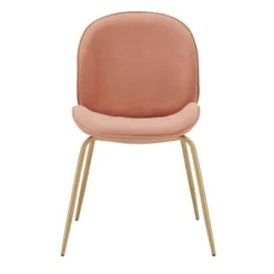 Set Of 2 Lillie Velvet Upholstered Gold Finish Dining Chairs - Inspire Q -Inspire Q GUEST aaa9c8a5 ebd3 4805 bc82 4913c04f910d