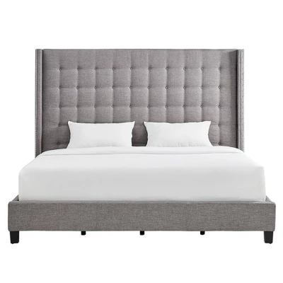 King 65" Madison Wingback High Headboard Bed Smoke - Inspire Q 4 King 65" Madison Wingback High Headboard Bed Smoke - Inspire Q - Image 2