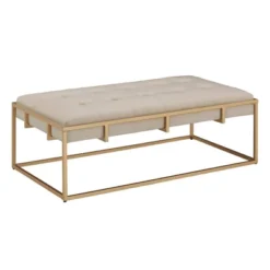 Ervyn Gold Finish Velvet Button Tufted Cocktail Ottoman - Inspire Q -Inspire Q GUEST ac792b2d 8b1a 46f7 af3f 88349f111afa