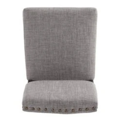 Set Of 2 Iverson Nailhead Trim Brown Finish Linen Side Chairs - Inspire Q -Inspire Q GUEST aeef452e 2e62 4a87 9c08 d34994804338