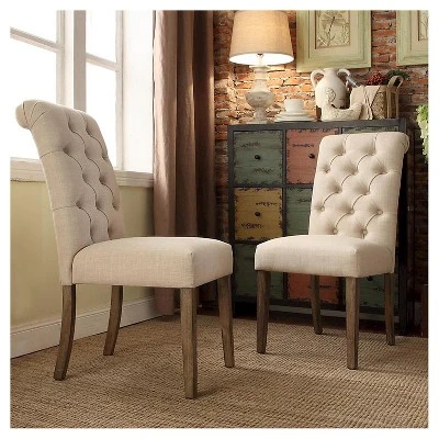 Set Of 2 Gramercy Button Tufted Dining Chair Wood - Inspire Q 5 Set Of 2 Gramercy Button Tufted Dining Chair Wood - Inspire Q - Image 3