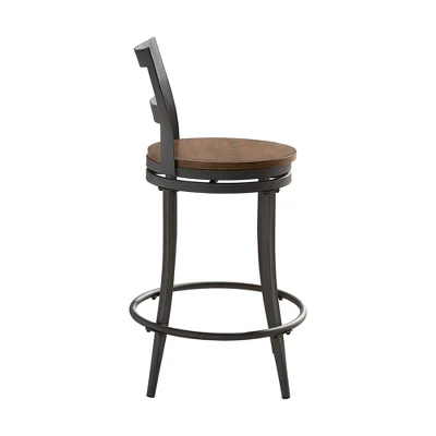 Set Of 2 24" Saroyan Swivel Metal & Wood Counter Height Barstool Graphite - Inspire Q 13 Set Of 2 24" Saroyan Swivel Metal & Wood Counter Height Barstool Graphite - Inspire Q - Image 11