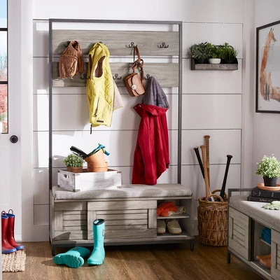 Valeria Hall Tree With Cabinet And Cushion Gray - Inspire Q 6 Valeria Hall Tree With Cabinet And Cushion Gray - Inspire Q - Image 5