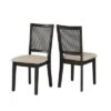 Set Of 2 South Hill Beige Linen Rattan Back Dining Chairs - Inspire Q