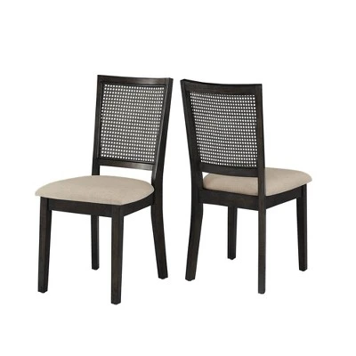 Set Of 2 South Hill Beige Linen Rattan Back Dining Chairs - Inspire Q 3 Set Of 2 South Hill Beige Linen Rattan Back Dining Chairs - Inspire Q