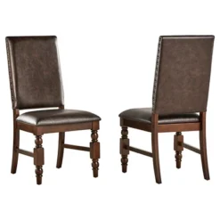 Set Of 2 Fitzgerald Nailhead Accent Side Dining Chair - Inspire Q -Inspire Q GUEST b771f68f 6cac 4484 8eaa 5cd3171bec45