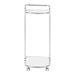 Bedford Chrome Finish Round Edge Bar Cart Silver - Inspire Q -Inspire Q GUEST b9b042b9 f9ad 428e 81fe 1d349b35d320