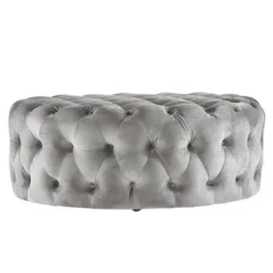 Beekman Place Velvet Button Tufted Round Cocktail Ottoman - Inspire Q -Inspire Q GUEST b9f3a8fd 2218 4242 9e9c 3bf8eecd8c38
