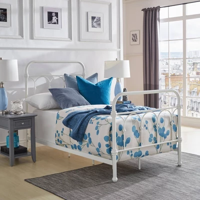 Twin Caledonia Metal Bed Antique White - Inspire Q 3 Twin Caledonia Metal Bed Antique White - Inspire Q
