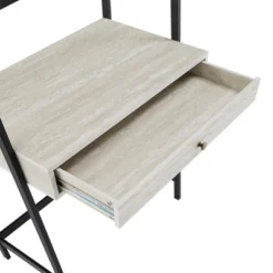 3pc Neveah Marble Ladder Desk And Bookcase Set Matte Black - Inspire Q -Inspire Q GUEST bb5699e0 bfef 4673 a929 83152d6140d2