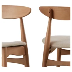 Set Of 2 Cortland Danish Modern Natural Dining Chair - Inspire Q -Inspire Q GUEST bc504796 c2f0 4fba 8f28 0365562ece21