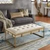Ervyn Gold Finish Velvet Button Tufted Cocktail Ottoman - Inspire Q -Inspire Q GUEST bc58d135 40d1 452d a2f0 0eb2fcbe1998