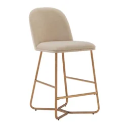 2pk 24" Karianne Linen Upholstered Counter Height Barstools Beige - Inspire Q -Inspire Q GUEST bc7953b9 a51f 43b5 9fe2 3d45193105e4